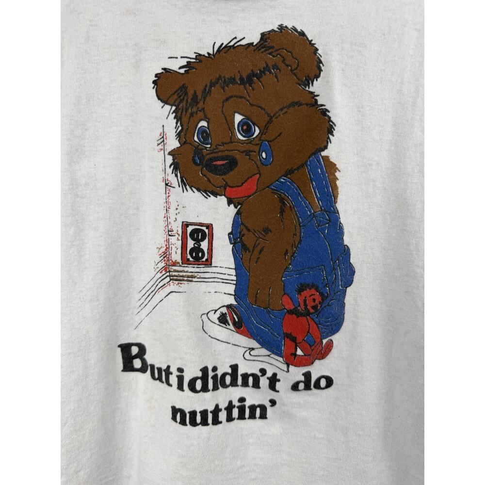 Vintage 80’s But I Didnt Do Nuttin’ Sad Bear Baby Doll Tee Youth Large 17.5x19 - Picture 2 of 4